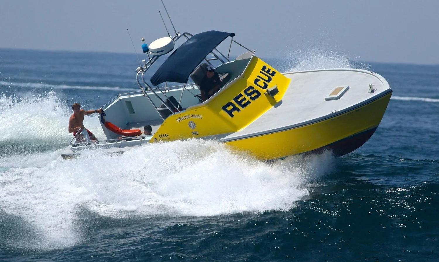 A Newport Beach Fire Department marine unit on the water